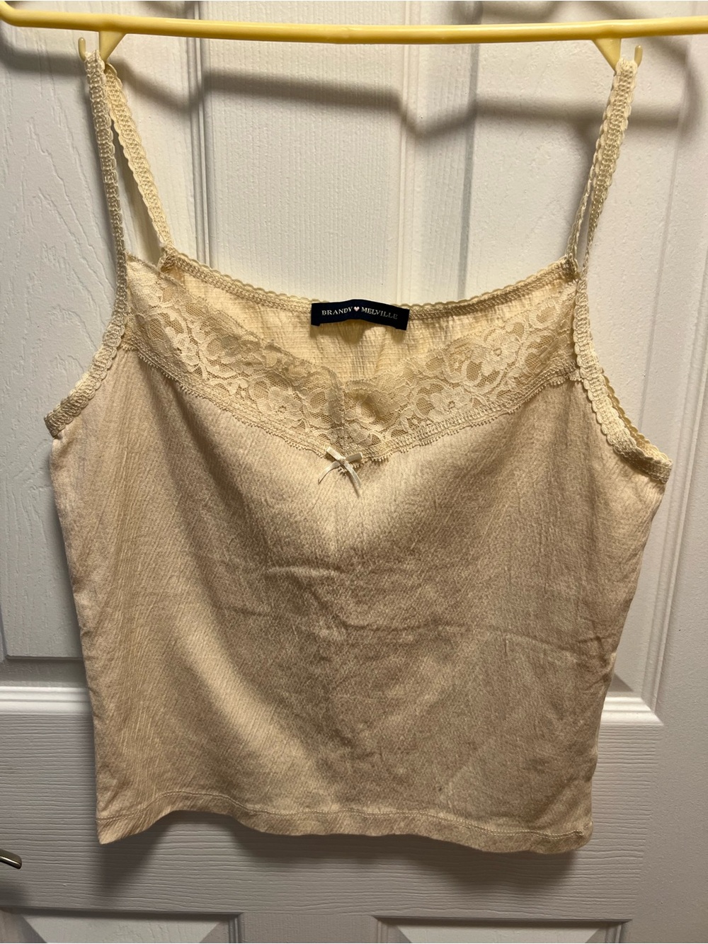 Brandy Melville Cream Lace-Trim Tank Top